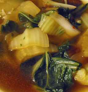 Bok choy-based hot and sour soup