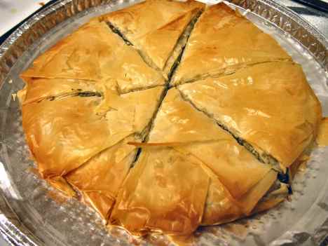 Round spare spanakopita just for us after the big kiddush
