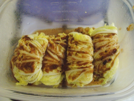 stuffed cabbage rolls with tamarind sauce
