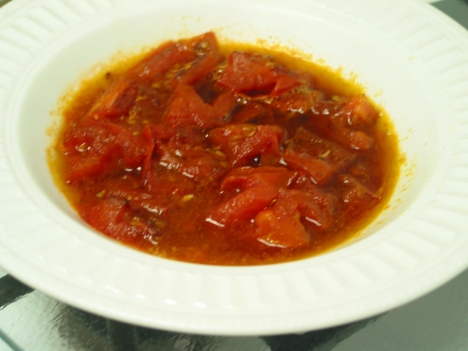 Chunky pan-roasted tomato soup