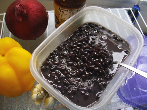 microwaved black beans