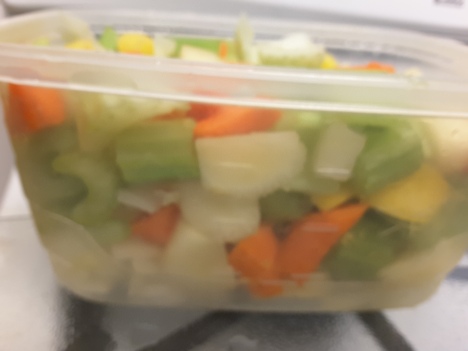 vegetables for microwaveable not-chicken soup